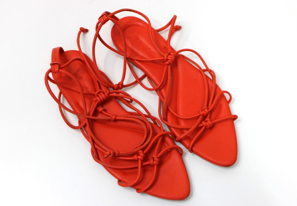 Vince Kenna Women Knotted Leather Gladiator Sandals Burnt Orchid Orange 7 M